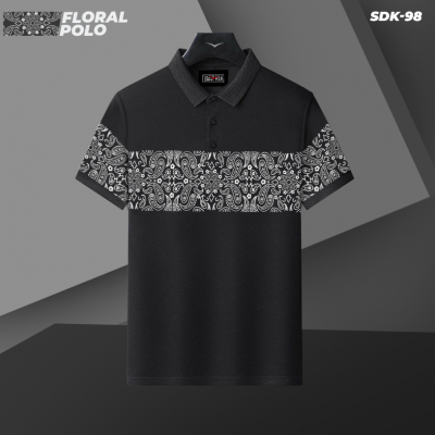 Daarkak special Floral Polo - Black