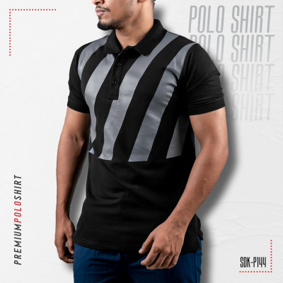 Striped Polo Black